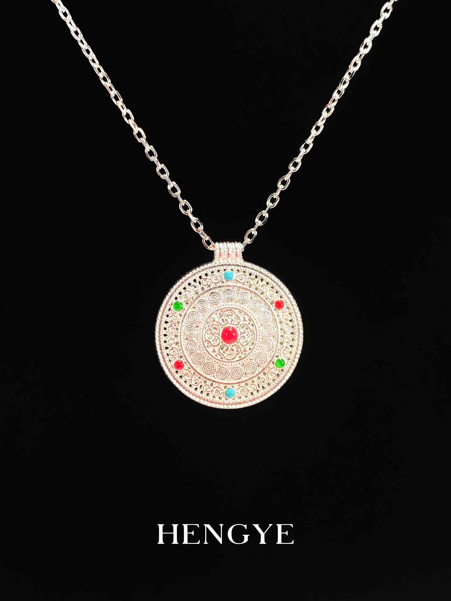 银925珐琅古法项链